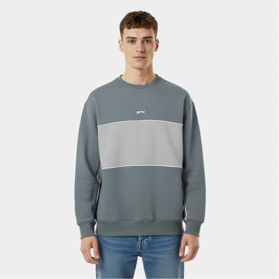 Slazenger Fleece Sportswear Crew Sweat Mens  