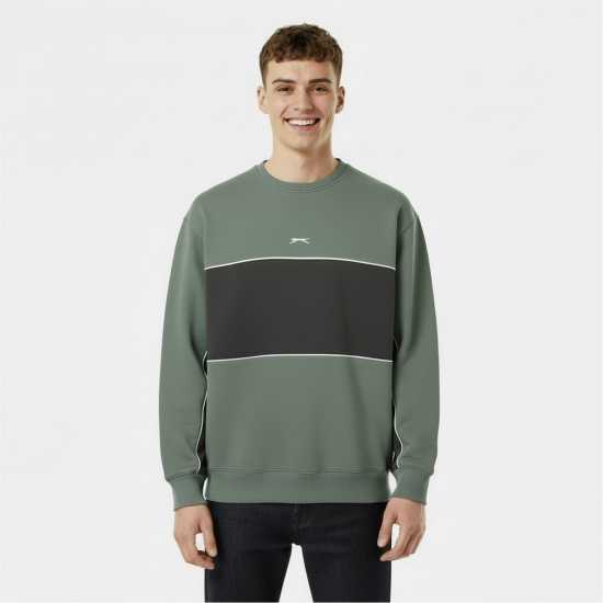 Slazenger Fleece Sportswear Crew Sweat Mens  
