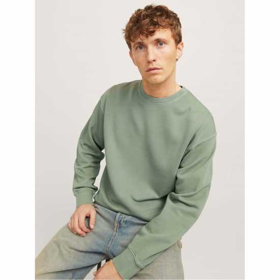 Блуза Обло Деколте Jack And Jones Men's Faded Sweat Crew Neck Sweatshirt Iceberg Green 