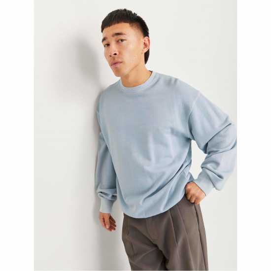 Блуза Обло Деколте Jack And Jones Men's Faded Sweat Crew Neck Sweatshirt Chambray Blue 