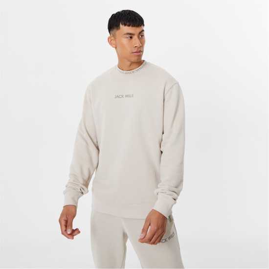 Мъжки горнища на анцуг Мъжка Блуза Обло Деколте Jack Wills Jacquard Crew Sweatshirt Mens Stone Мъжка Блуза Обло Деколте Jack Wills Jacquard Crew Sweatshirt Mens Stone Мъжки горнища на анцуг