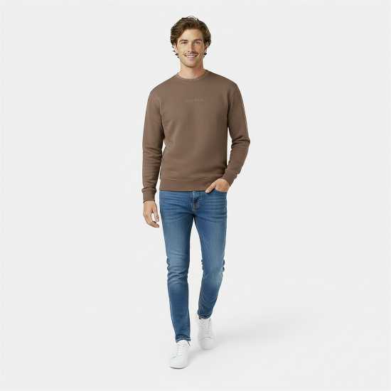 Мъжка Блуза Обло Деколте Jack Wills Jacquard Crew Sweatshirt Mens Stone Мъжки горнища на анцуг