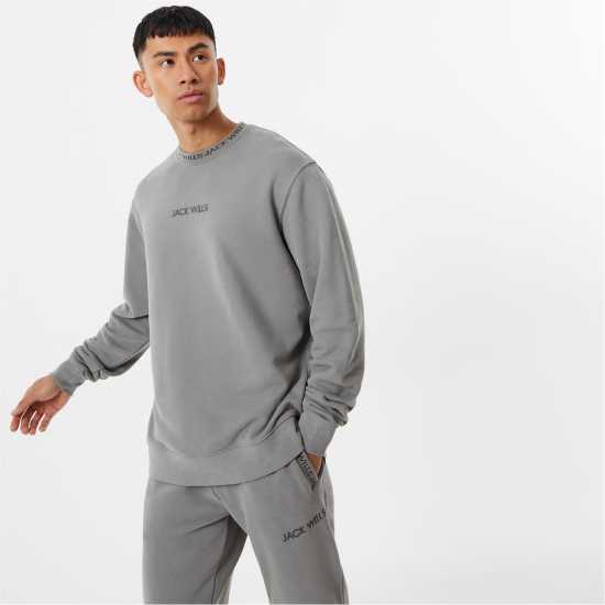 Мъжка Блуза Обло Деколте Jack Wills Jacquard Crew Sweatshirt Mens Прани Хаки Мъжки горнища на анцуг