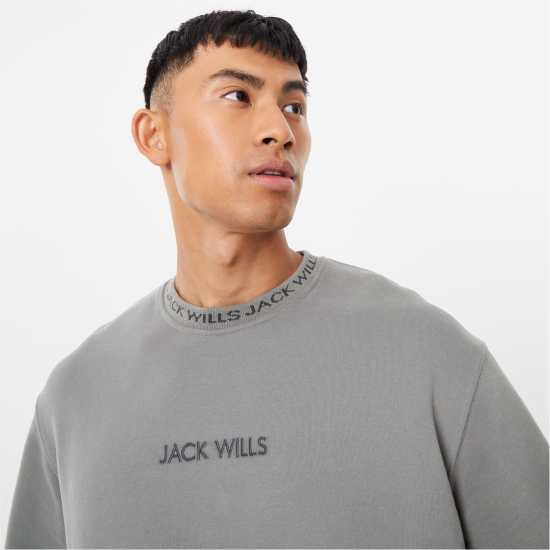 Мъжка Блуза Обло Деколте Jack Wills Jacquard Crew Sweatshirt Mens Прани Хаки Мъжки горнища на анцуг