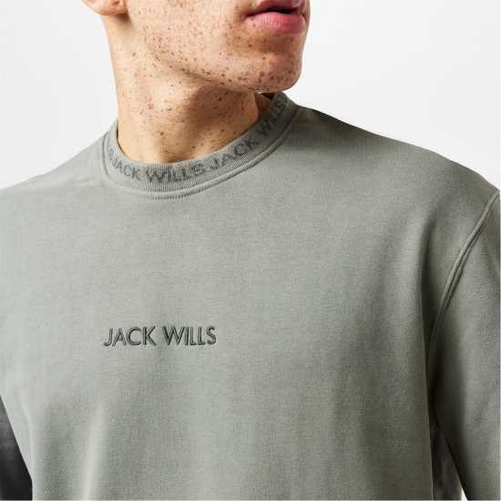 Мъжка Блуза Обло Деколте Jack Wills Jacquard Crew Sweatshirt Mens Прани Хаки Мъжки горнища на анцуг