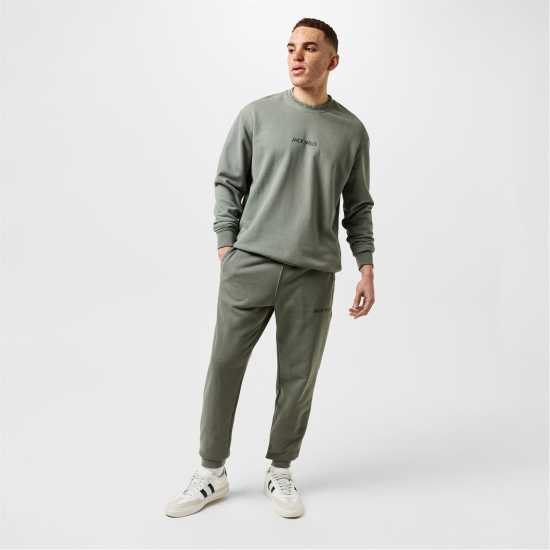 Мъжка Блуза Обло Деколте Jack Wills Jacquard Crew Sweatshirt Mens Прани Хаки Мъжки горнища на анцуг