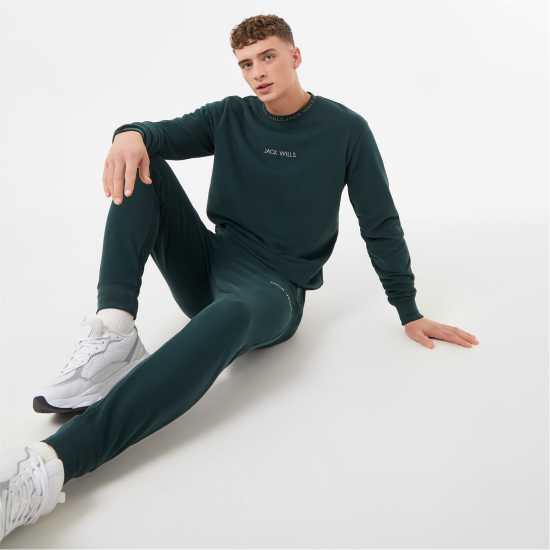 Мъжка Блуза Обло Деколте Jack Wills Jacquard Crew Sweatshirt Mens Тъмно зелено Мъжки горнища на анцуг
