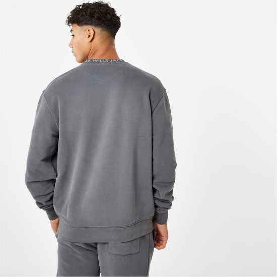 Мъжка Блуза Обло Деколте Jack Wills Jacquard Crew Sweatshirt Mens Сланина Мъжки горнища на анцуг
