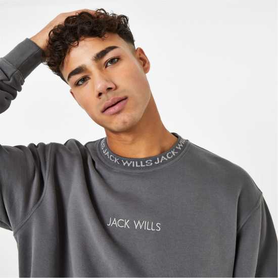 Jack Wills Jacquard Crew Sweatshirt Slate Мъжко облекло за едри хора