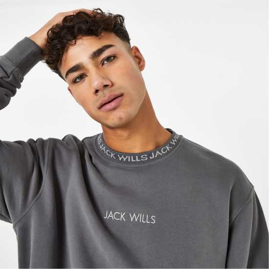 Мъжка Блуза Обло Деколте Jack Wills Jacquard Crew Sweatshirt Mens Сланина Мъжки горнища на анцуг