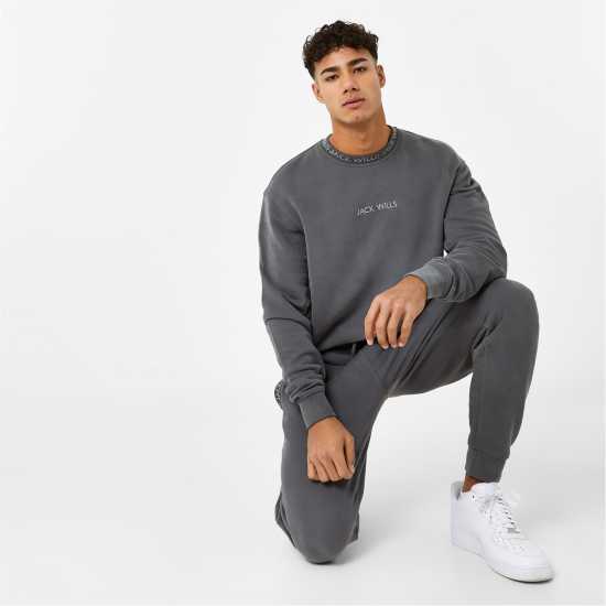 Мъжка Блуза Обло Деколте Jack Wills Jacquard Crew Sweatshirt Mens Сланина Мъжки горнища на анцуг