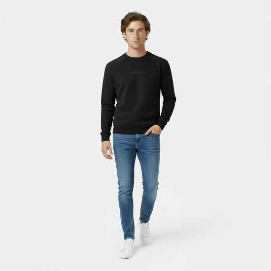 Мъжка Блуза Обло Деколте Jack Wills Jacquard Crew Sweatshirt Mens Черно Мъжки горнища на анцуг