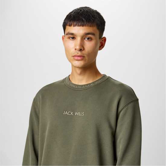 Мъжка Блуза Обло Деколте Jack Wills Jacquard Crew Sweatshirt Mens Лист Мъжки горнища на анцуг