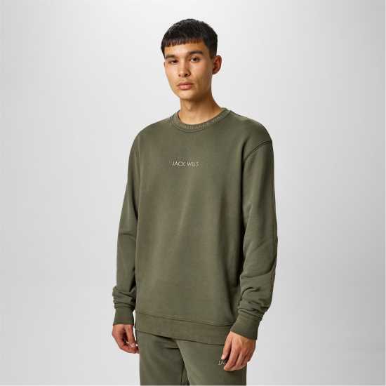 Мъжка Блуза Обло Деколте Jack Wills Jacquard Crew Sweatshirt Mens Лист Мъжки горнища на анцуг