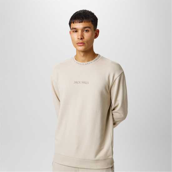 Мъжка Блуза Обло Деколте Jack Wills Jacquard Crew Sweatshirt Mens Камък Мъжки горнища на анцуг