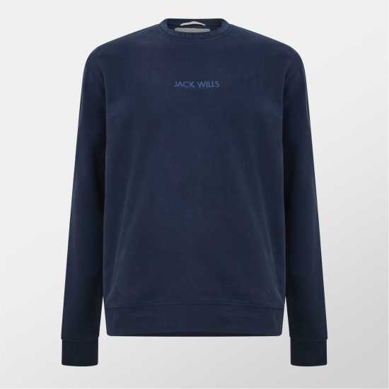 Мъжка Блуза Обло Деколте Jack Wills Jacquard Crew Sweatshirt Mens Navy Мъжки горнища на анцуг