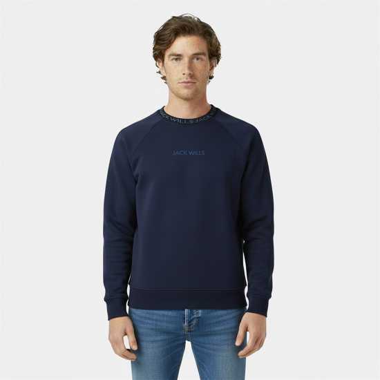 Мъжки горнища на анцуг Мъжка Блуза Обло Деколте Jack Wills Jacquard Crew Sweatshirt Mens Navy Мъжка Блуза Обло Деколте Jack Wills Jacquard Crew Sweatshirt Mens Navy Мъжки горнища на анцуг