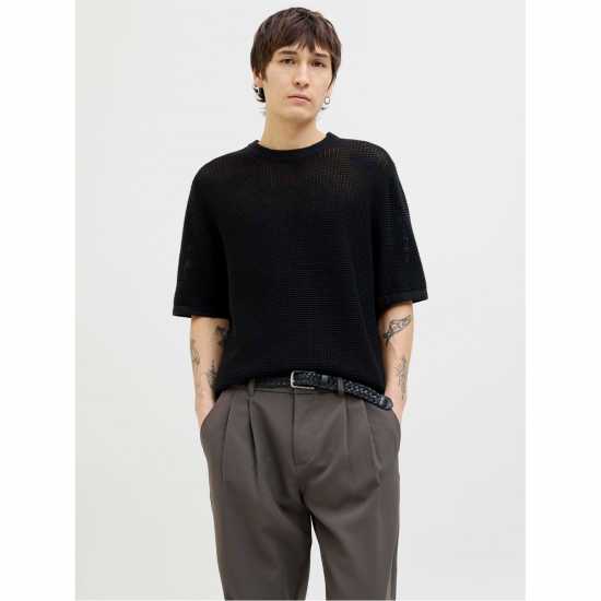 Jack And Jones Men's Knitted Crew Sweatshirt Black 