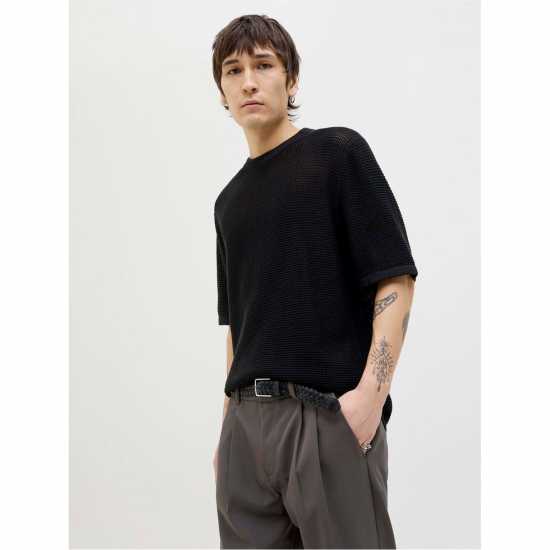 Jack And Jones Men's Knitted Crew Sweatshirt Black 