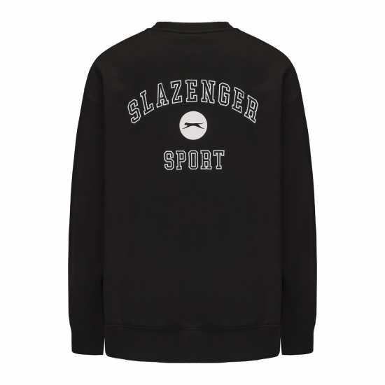 Slazenger Мъжки Пуловер Fleece Large Logo Sweater Mens Black Мъжки горнища на анцуг