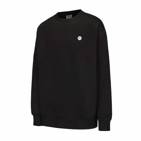 Slazenger Мъжки Пуловер Fleece Large Logo Sweater Mens Black Мъжки горнища на анцуг
