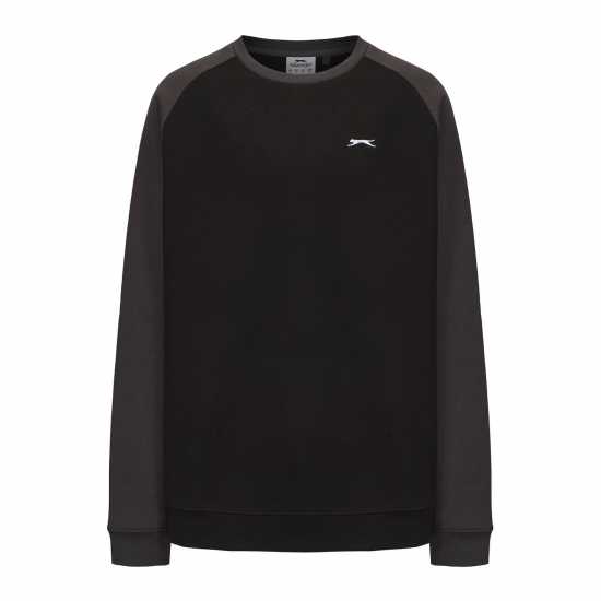 Slazenger Fleece Contrast Crew Sweatshirt Men Black/Charcoal Мъжки горнища на анцуг