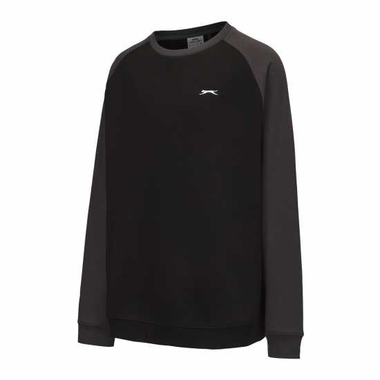 Slazenger Fleece Contrast Crew Sweatshirt Men Black/Charcoal Мъжки горнища на анцуг