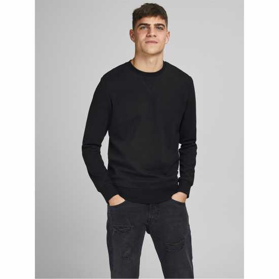 Мъжки горнища на анцуг Jack And Jones Basic Crew Sweatshirt Черно Jack And Jones Basic Crew Sweatshirt Черно Мъжки горнища на анцуг