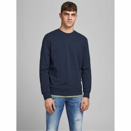 Jack And Jones Basic Crew Sweatshirt Нави блейзър Мъжки горнища на анцуг