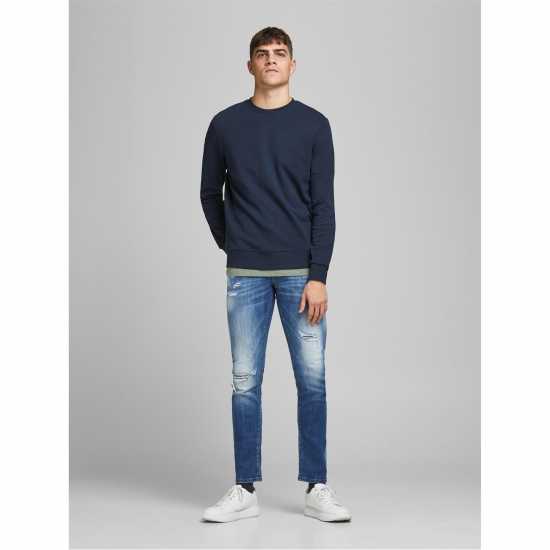 Jack And Jones Basic Crew Sweatshirt Нави блейзър Мъжки горнища на анцуг