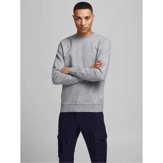 Jack And Jones Basic Crew Sweatshirt Светло сиво Мъжки горнища на анцуг