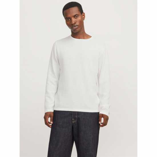 Jack And Jones Crew Knit Mens Cloud Dancer Jack And Jones Crew Knit Mens Cloud Dancer