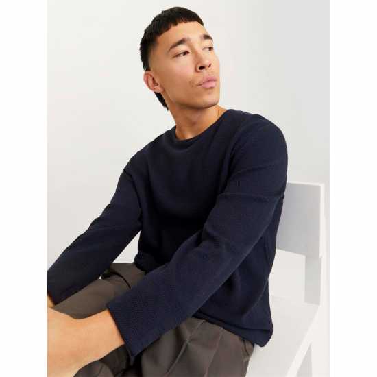 Jack And Jones Crew Knit Mens Navy Blazer Jack And Jones Crew Knit Mens Navy Blazer