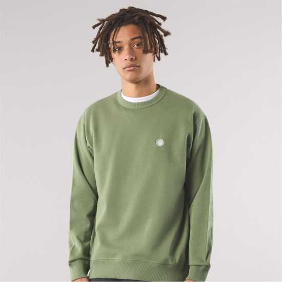 Pretty Green Standards Crew Sweatshirt Светло зелено Мъжки горнища на анцуг