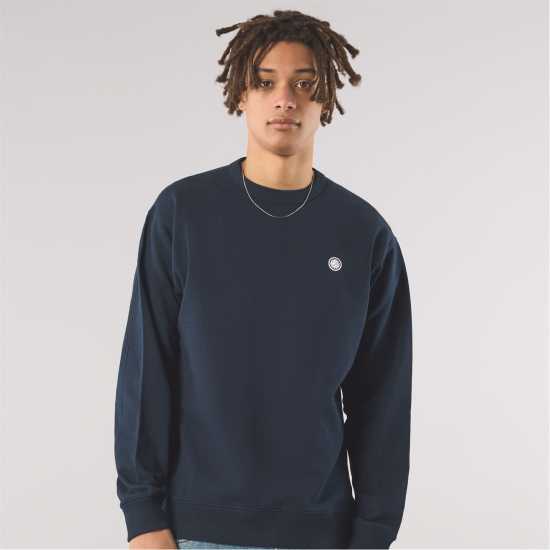 Pretty Green Standards Crew Sweatshirt Морска синьо Мъжки горнища на анцуг