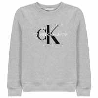 Calvin Klein Блуза Обло Деколте Junior Boys Monogram Crew Neck Sweatshirt Light Grey Детски горнища и пуловери