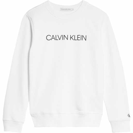 Calvin Klein Junior Boys Institutional Crew Sweatshirt Bright White Детски горнища и пуловери