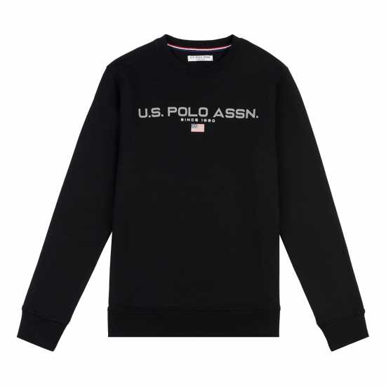 Us Polo Assn Мъжки Пуловер Обло Деколте Sport Crew Sweater Mens Black Мъжко облекло за едри хора