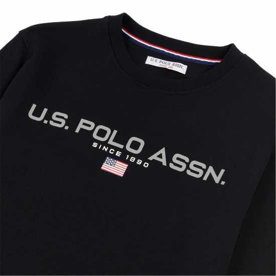 Us Polo Assn Мъжки Пуловер Обло Деколте Sport Crew Sweater Mens Black Мъжко облекло за едри хора