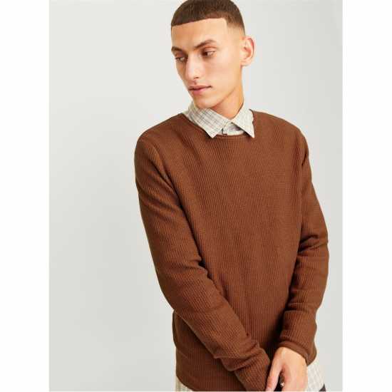 Мъжки Пуловер Обло Деколте Jack And Jones Carpenter Knit Crew Sweater Mens Моха Бисква Мъжки горнища на анцуг
