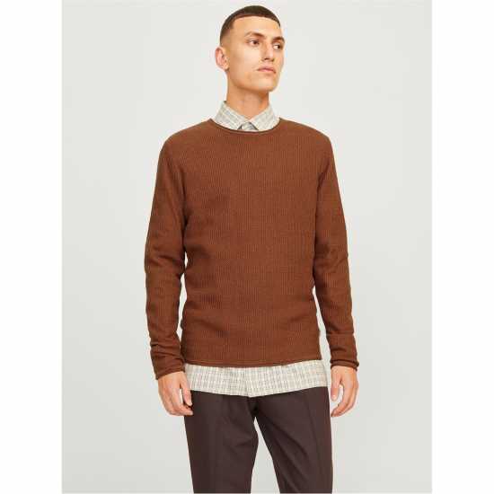 Мъжки Пуловер Обло Деколте Jack And Jones Carpenter Knit Crew Sweater Mens Моха Бисква Мъжки горнища на анцуг