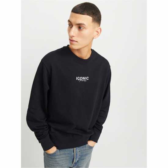 Мъжки горнища на анцуг Jack And Jones Graphic Sweater Sn99 Черно Jack And Jones Graphic Sweater Sn99 Черно Мъжки горнища на анцуг