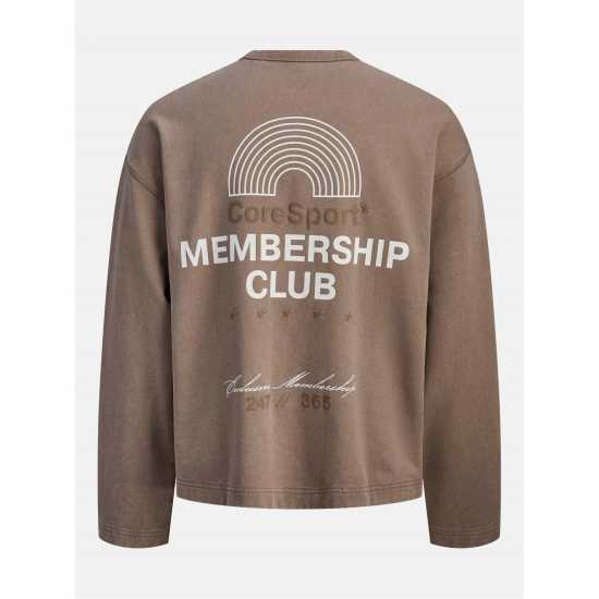 Jack And Jones Men's Athletic Graphic Crew Sweatshirt Desert Taupe 