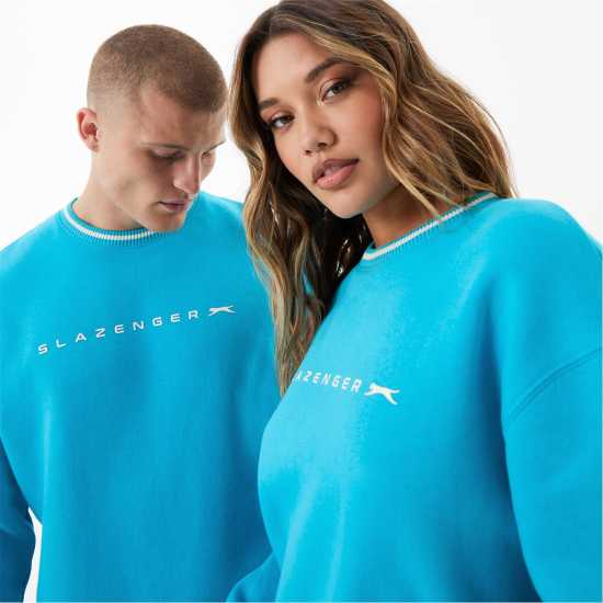 Slazenger Ft. Aitch Crew Sweater Aqua Мъжко облекло за едри хора