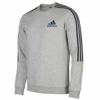 Sale Adidas Mens Crew 3-Stripes Pullover Sweatshirt MedGrey/Navy Мъжки полар