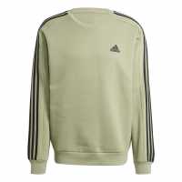 Adidas Мъжка Блуза Полар Essentials 3-Stripes Fleece Sweatshirt Mens Зелен палатка Мъжки горнища на анцуг