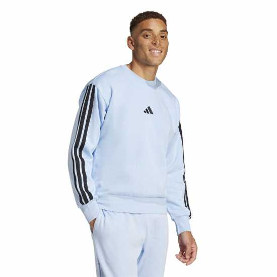 Adidas Мъжка Блуза Полар Essentials 3-Stripes Fleece Sweatshirt Mens Свети синьо Мъжки горнища на анцуг