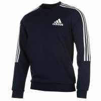 Sale Adidas Mens Crew 3-Stripes Pullover Sweatshirt Navy/White Мъжки полар