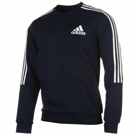Adidas Мъжка Блуза Полар Essentials 3-Stripes Fleece Sweatshirt Mens Морско синьо/Бяло Мъжки горнища на анцуг