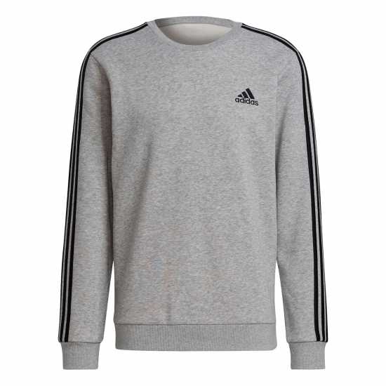 Adidas Мъжка Блуза Полар Essentials 3-Stripes Fleece Sweatshirt Mens Средно сиво/бяло Мъжки горнища на анцуг